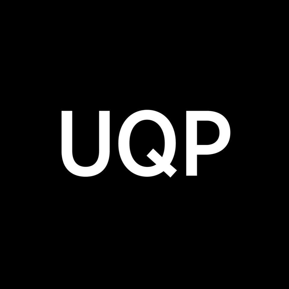 The UQP logo: 'UQP' in white snas serif on a black background.