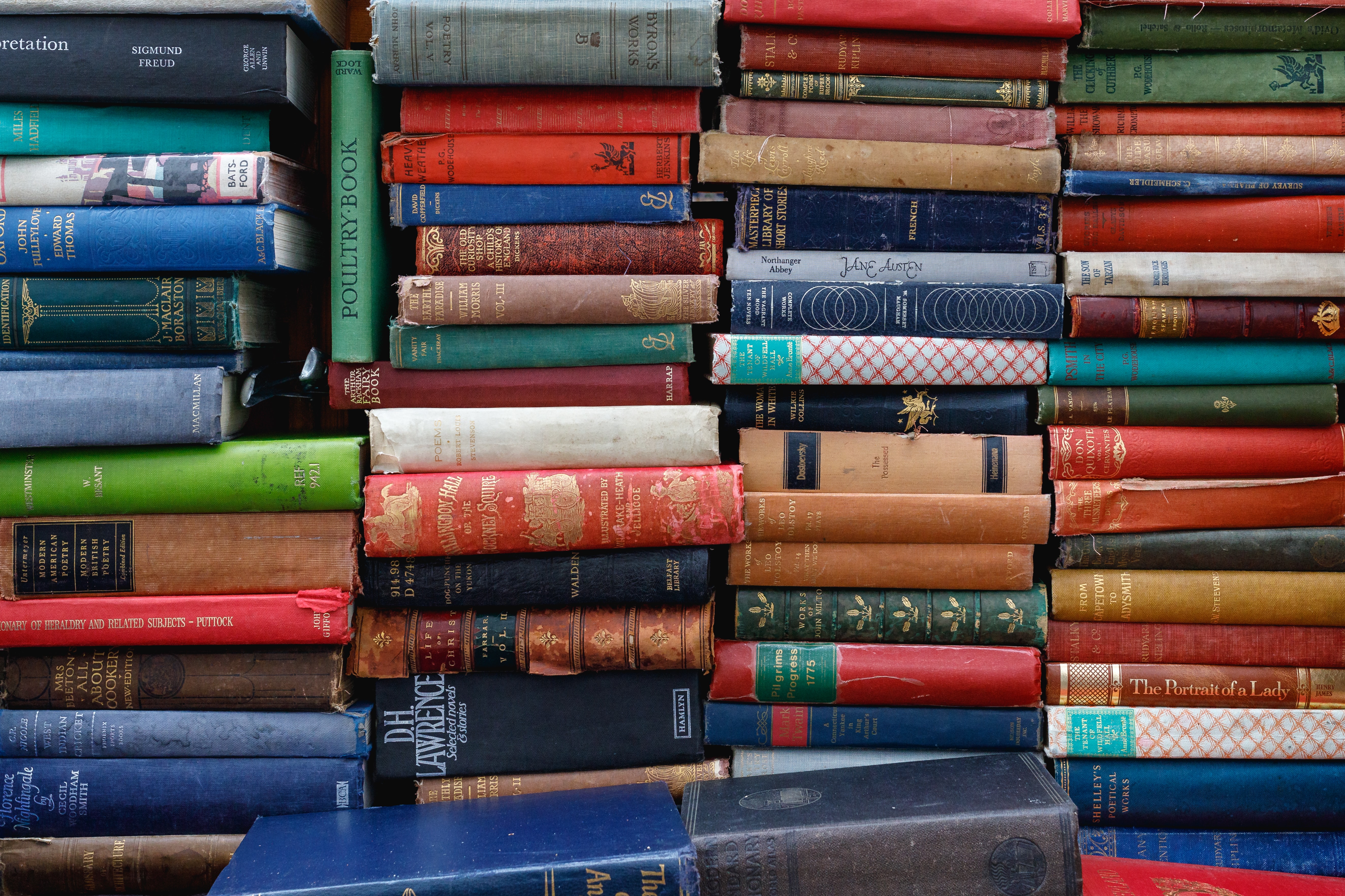 Piles of hardback cover books