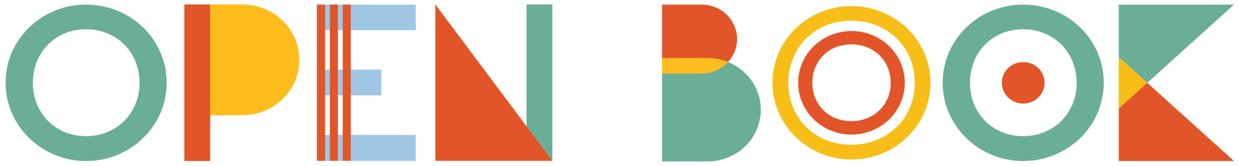 Open Book Internship Logo, Open Book spelled out in colourful letters