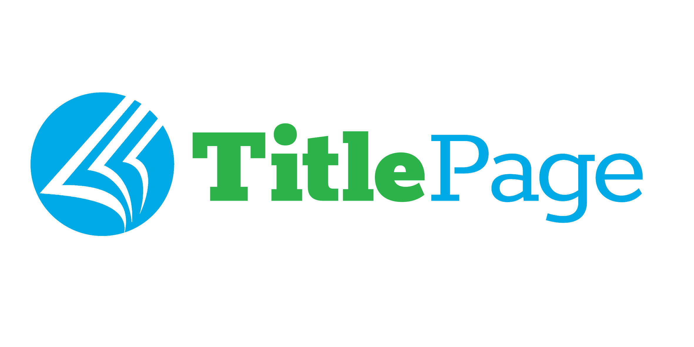 TitlePage Logo, a book icon alongside the word TitlePage in blue and green.