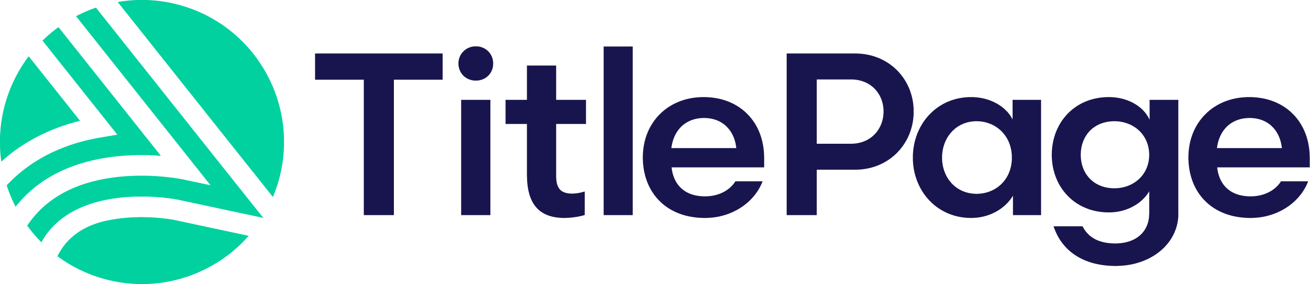 TitlePage Logo, a green open book icon alongside the word TitlePage in navy blue.
