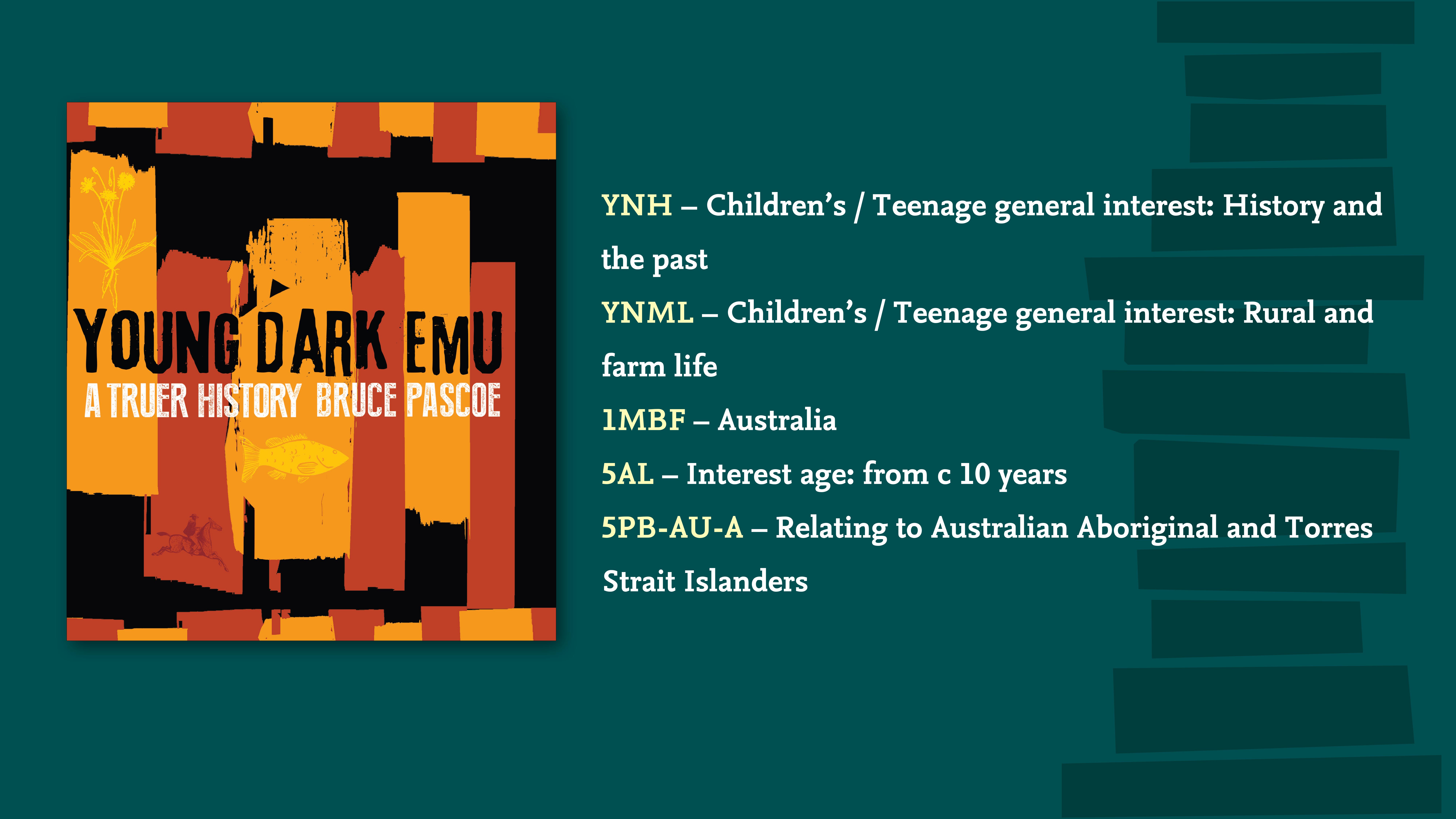Young Dark Emu book cover, alongside its Thema codes.