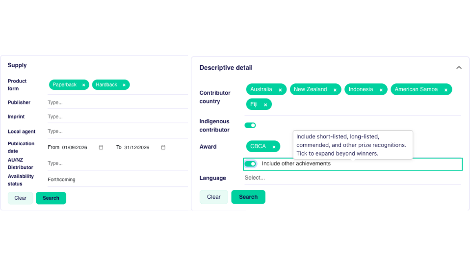 TitlePage Supply and Descriptive detail search